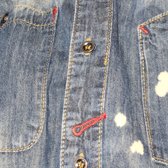 Square Zero Denim Distressed Vintage Style Button Down Shirt Large - Picture 7 of 9